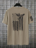 Manfinity LEGND Men Flag And Eagle Printed Round Neck Short Sleeve Casual T-Shirt, For Going Out, For Husband