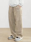 Manfinity Hypemode Loose Fit Men's Corduroy Pants With Letter Patch Detail Baggy Long Slacks Plain Going Out - MapleCo