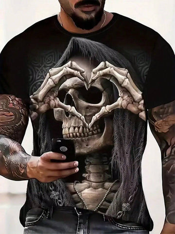 Manfinity Dauomo Men's Skull Printed Short Sleeve T-Shirt