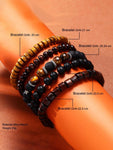 4pcs/Set Retro Punk Style Metallic Wrap-Around Alloy Bracelets With Leather, Jewelry Set