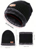 Men's Women's Winter Beanie Hat Scarf Set Warm Knit Thick Fleece Lined Skull Cap Neck Warmer For Men Women Casual