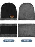 Men's Women's Winter Beanie Hat Scarf Set Warm Knit Thick Fleece Lined Skull Cap Neck Warmer For Men Women Casual