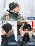 Men's Women's Winter Beanie Hat Scarf Set Warm Knit Thick Fleece Lined Skull Cap Neck Warmer For Men Women Casual