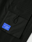 Men Letter Patched Detail Flap Pocket Drawstring Waist Cargo Pants - MapleCo