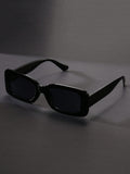 1pc Fashionable Black Square Frame Y2K Style Unisex Oversized Fashion Glasses For Summer Beach Casual Shades Accessories