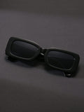 1pc Fashionable Black Square Frame Y2K Style Unisex Oversized Fashion Glasses For Summer Beach Casual Shades Accessories