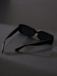 1pc Fashionable Black Square Frame Y2K Style Unisex Oversized Fashion Glasses For Summer Beach Casual Shades Accessories