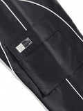 Manfinity EMRG Men Letter Patched Detail Contrast Piping Flap Pocket Side Cargo Pants