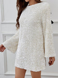 Women Long Sleeve Backless Sequin Dress