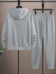 Manfinity Homme Men's Loose Fit Hoodie And Sweatpants Set With Letter Print