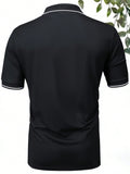 3pcs/Set Men's Summer Solid Color Polo Shirts, Black, Coffee, Grey Regular Fit Casual Business Polo Tees