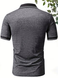 3pcs/Set Men's Summer Solid Color Polo Shirts, Black, Coffee, Grey Regular Fit Casual Business Polo Tees