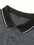 3pcs/Set Men's Summer Solid Color Polo Shirts, Black, Coffee, Grey Regular Fit Casual Business Polo Tees