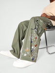 SUMWON Loose Fit Baggy Parachute Pant With Paint Print