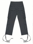 Men Straight Loose Fit Cargo Pants, Gray