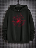 Manfinity EMRG Oversized Men's Spider Web Printed Drop Shoulder Hoodie, Funny Graphic Long Sleeve Going Out, Hoodie