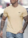 Men's Casual Bird Printed Round Neck T-Shirt, Summer