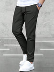 Manfinity Basics Men Solid Drawstring Waist Pants