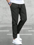 Manfinity Basics Men Solid Drawstring Waist Pants