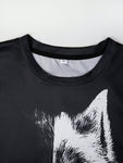 Manfinity LEGND Men Wolf Print Round Neck Short Sleeve Urban T-Shirt, Boyfriend Gift