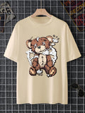 Manfinity Dauomo Men's Bear Print Round Neck Short Sleeve T-Shirt