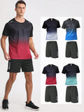 Men Quick-Dry Short-Sleeved T-Shirt And Shorts Summer Fitness Soccer Training Clothes Sportswear Equipment Set Workout Sets Men Two Pieces Outfits