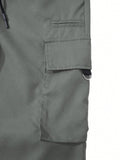 Manfinity Homme Men's Drawstring Waist Flap Pocket Straight Leg Pants