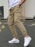 Manfinity Homme Men's Solid Color Drawstring Waist / Cuffs Cargo Pants