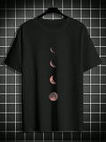 Manfinity Homme Men's Moon Pattern Round Neck Short Sleeve T-Shirt