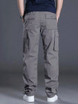 Manfinity Homme Men's Casual Solid Color Cargo Pants With Flap Pockets And Drawstring Waist - MapleCo