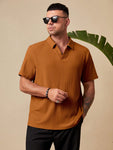 Manfinity Homme Men Plus Solid Ribbed Knit Polo Shirt - MapleCo