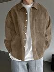 DAZY Men Solid Button Front Corduroy Shirt - MapleCo