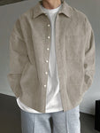 DAZY Men Solid Button Front Corduroy Shirt - MapleCo