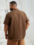 Manfinity Homme Men's Plus Size Woven Casual Button-Front Short Sleeve Shirt - MapleCo