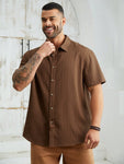 Manfinity Homme Men's Plus Size Woven Casual Button-Front Short Sleeve Shirt - MapleCo