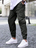 Manfinity Homme Loose Fit Men's Cargo Pants With Flap Pockets And Drawstring Waist