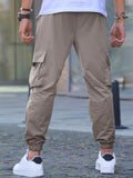 Manfinity Homme Loose Fit Men's Cargo Pants With Elastic Drawstring Waist And Flap Pockets - MapleCo