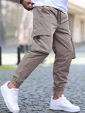 Manfinity Homme Men's Loose Fit Cargo Pants With Flap Pockets And Drawstring Waist