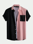 ROMWE Prep Guys Color-block Print Shirt Without Tee - MapleCo