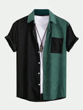 ROMWE Prep Guys Color-block Print Shirt Without Tee - MapleCo