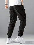 Men's Drawstring Cuff Cargo Pants With Smiling Face Print - MapleCo