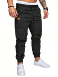 Manfinity Men's Loose Fit Drawstring Waist Patchwork Pants - MapleCo