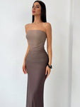 Aloruh American Style Gradient Mesh Strapless Bodycon Dress