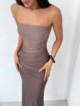 Aloruh American Style Gradient Mesh Strapless Bodycon Dress