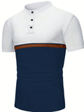 Manfinity Dauomo Men's Fashionable Summer Colorblocking Polo Shirt