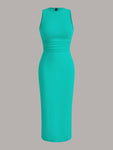 SHEIN EZwear Solid Ruched Waist Tank Dress