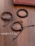 Men Watch 1pc Men's Brown Pu Strap Casual Quartz Watch And 3pcs Bracelets Set Watch For Men Giving Best Gift Sets