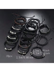 18 Pcs Street Hip -Hop Retro Bracelet, Punk Jewelry Set Bracelet Mixed Style Men's Accessories