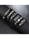 18 Pcs Street Hip -Hop Retro Bracelet, Punk Jewelry Set Bracelet Mixed Style Men's Accessories