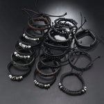 18 Pcs Street Hip -Hop Retro Bracelet, Punk Jewelry Set Bracelet Mixed Style Men's Accessories